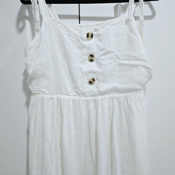 Torrid - L/12 Ivory Textured Button Tiered Shirred Hem Skater Dress. Plus size - Picture 5 of 8